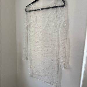 Ezili Sheer White Beaded Dress